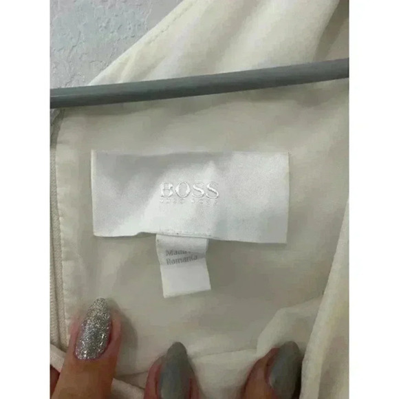 Hugo Boss White Cap Sleeve Cut Out V Back Mini Shift Dress size 6 - Picture 4 of 8